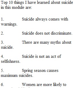 Suicide Learnings